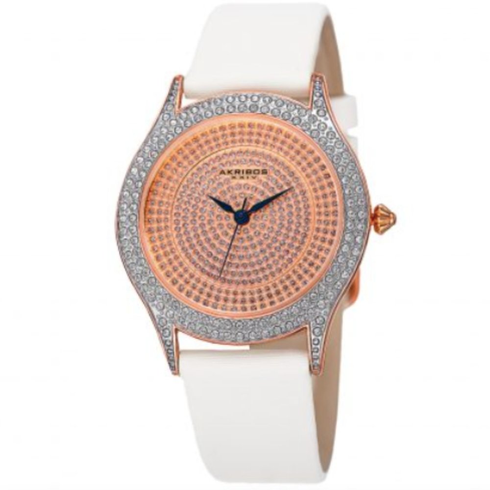 Akribos XXIV Women's Swarovski Crystal Glitter Leather Watch